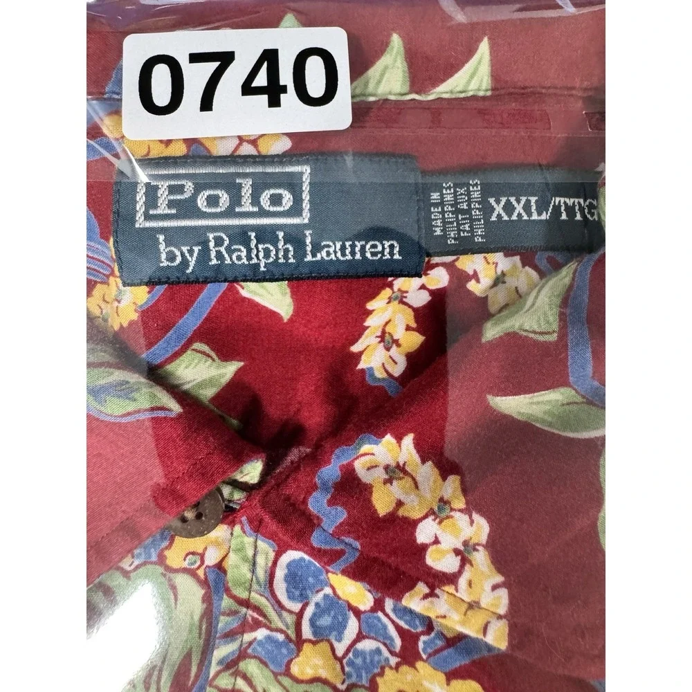 Vintage Polo Ralph Lauren Hawaiian Camp Shirt XXL Red Rayon Aloha Korea